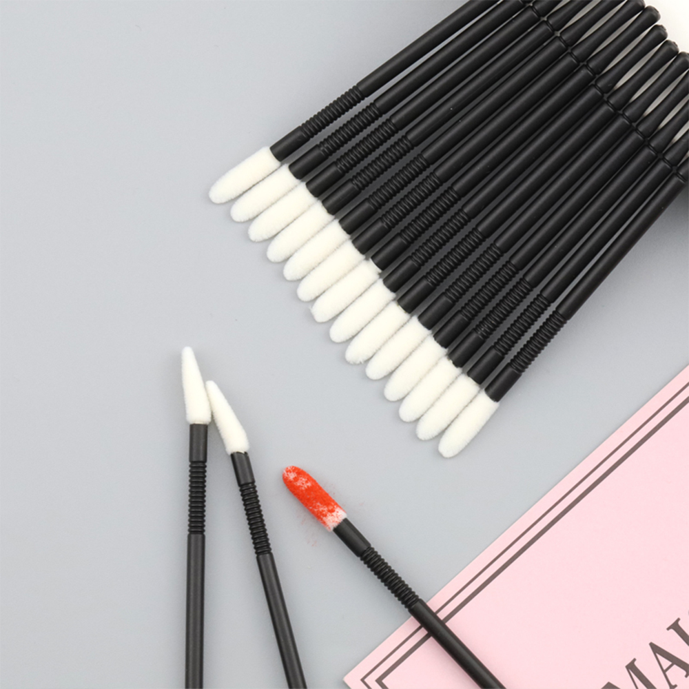 Inquiy for Wholesale Price White and Black 100 Pcs Disposable Lip Brushes with lines